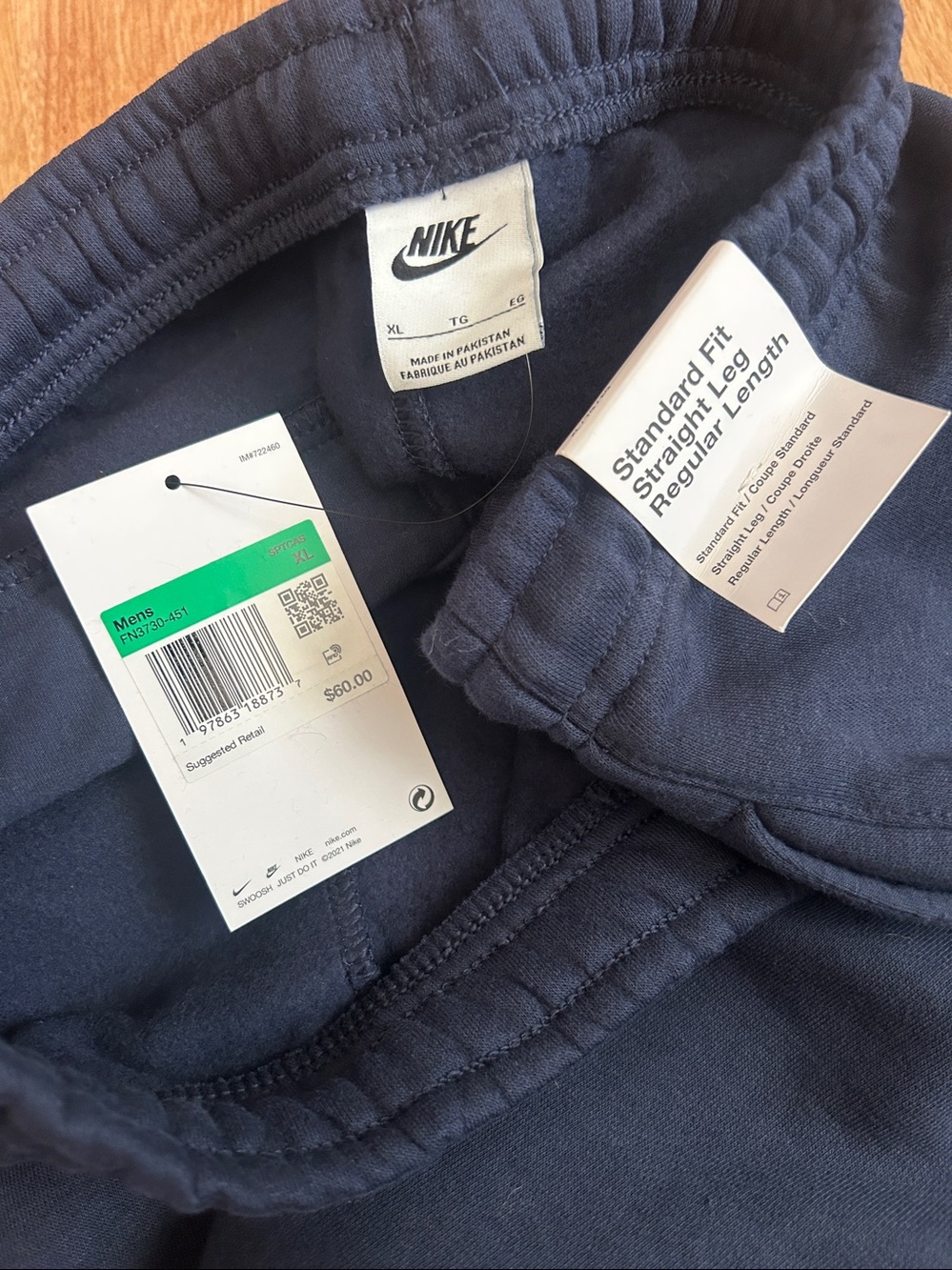 Nike Navy Standard Fit Straight Leg Reg Length Jogger Pants XL - Picture 2 of 11